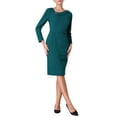 thumbnail image 2 of INSPIRE CHIC Women's Dress Formal Asymmetrical Neck Long Sleeve Midi Stretch Dresses S Peacock Blue, 2 of 5