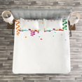 thumbnail image 3 of Ambesonne Party Quilted Bedspread Set 3 Pcs, Curly Papers and Balloons, King Size, Multicolor, 3 of 3