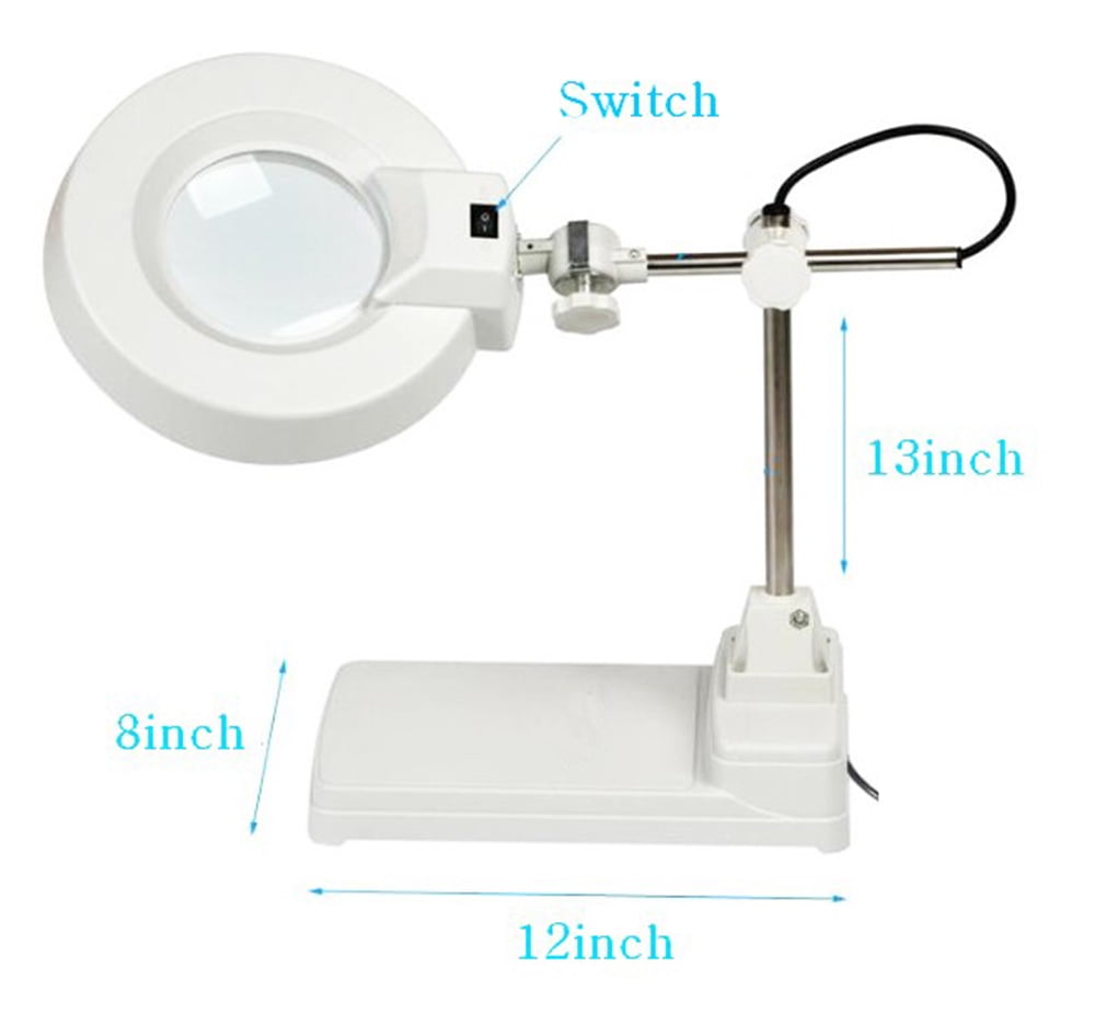 INTBUYING Benchtop Magnifier Lamp 20X Magnification Reading Working Crafts Workbench Repair Tool Foldable