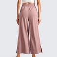 thumbnail image 4 of Women's Cropped Wide Leg Palazzo Pants High Waist Elastic Drawstring Casual Lightweight Trousers with Pockets Waisted Flowy Beach Trousers, 4 of 5