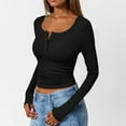 thumbnail image 4 of Women's Long Sleeve Henley Ribbed Fall Top Casual Winter T-Shirt, 4 of 8