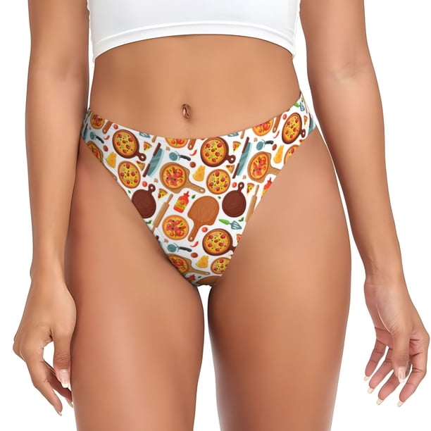 Balery Hot Fresh Pizza Tangas de Algodón para Mujer con Estampado – Ropa Interior Sexy, Transpirable, G-string-X-Large