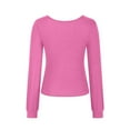 thumbnail image 4 of AherBiu Crop Tops for Women Long Sleeve Square Neck Going out Tops Stretchy Basic Layer Shirts Blouse, 4 of 4