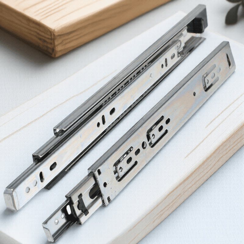 BESTYASH 2-Pack Silver Plated Full Extension Drawer Slides Rails Durable Cold Rolled Steel Hardware