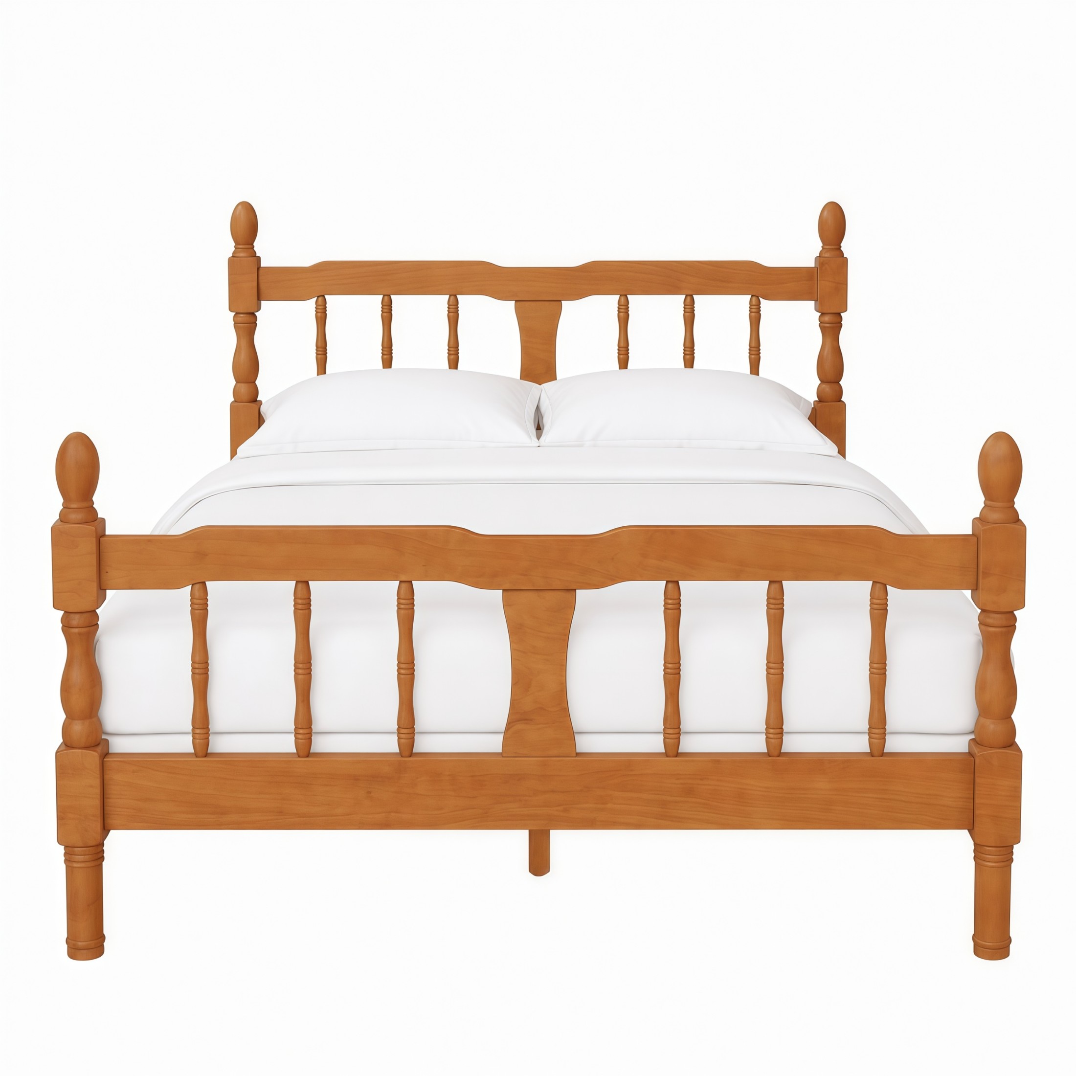 GDF Studio Betty Full Size Wooden Platform Bed Frame with Spindle Headboard, Traditional Farmhouse Style, Walnut