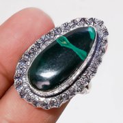 Malachite Gemstone Handmade Fashion Engagement Gift Ring Jewelry 9" SA 13