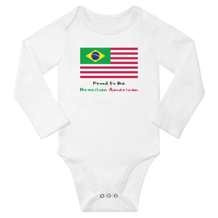 

Proud to be Brazilian American Baby Long Slevve Bodysuit Unisex Gifts (White 6-12 Months)