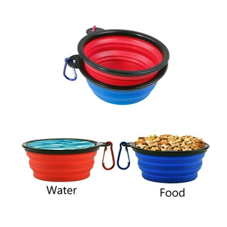 Working Dog Plates Reactionnx 2 Pcs Collapsible Dog Bowl with 2 Carabiners, Small Foldable Travel Water Bowls for Pet Working Dogs, Portable Pet Feeding Watering Bowls for Hiking Camping ()