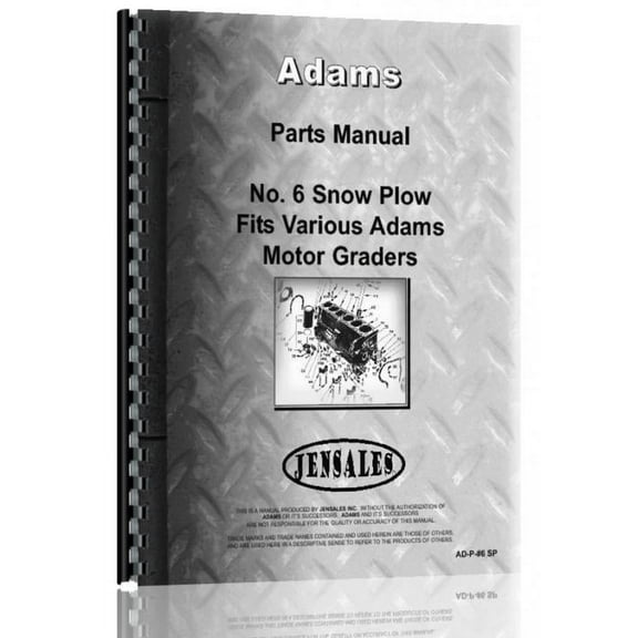 Adams 6 Snow Plow Attachment Parts Manual
