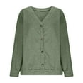 thumbnail image 4 of EchfiProm Womens Green Tops Fall Relaxed Fit Long Sleeve Button down Solid V-Neck Shirt for Ladies, 4 of 8