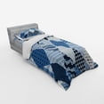 thumbnail image 3 of Ambesonne Blue Bedding Set 4 Pcs, Diamond Shaped Patchworks, Queen, Blue Black, 3 of 3