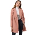 thumbnail image 4 of Abrigos de invierno raglán cruzados con solapa con muesca para mujer Rosa oscuro M, 4 of 6