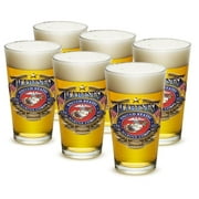 US Marines 16 oz. Pint Glass Usmc Badge of Honor (Set of 6) by Erazor Bits