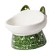 thumbnail image 1 of Comedero elevado de cerámica para gatos, ligero y portátil. Verde, 1 of 9