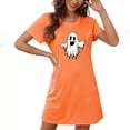thumbnail image 1 of Pyjamas d'Halloween pour Femmes, Grande Taille, Robe de Nuit Courte avec Imprimé Poitrine, Col Rond et Manches Courtes, Tissu Doux pour un Sommeil Confortable et Tenue Décontractée, 1 of 3