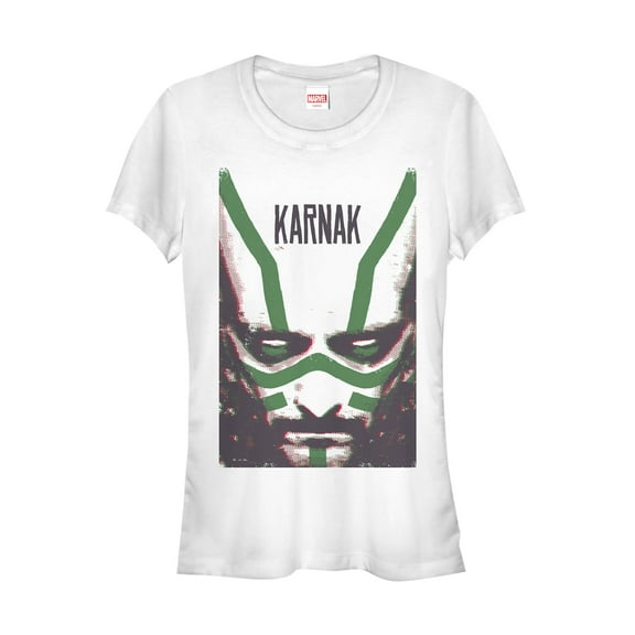 Junior's Marvel Inhumans Karnak Stripes Graphic Tee White Medium