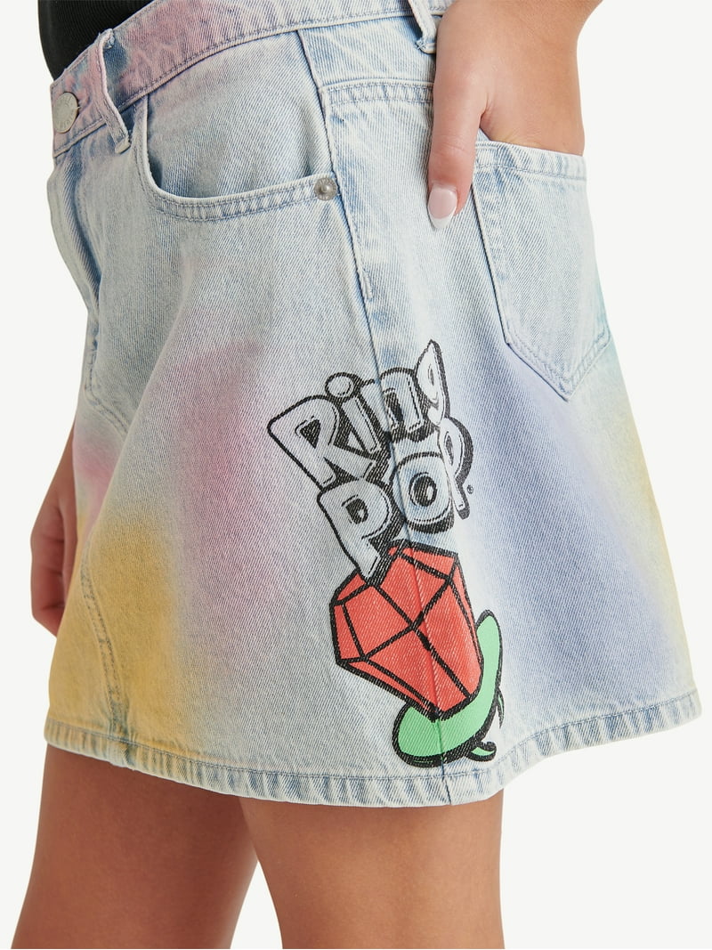 Justice Girls Ring Pop Collab Denim Skirt, Sizes 6-18 Justice Girls Ring Pop Collab Denim Skirt, Sizes 6-18