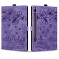 thumbnail image 2 of FJLBDE Case for Samsung Galaxy Tab S10 Ultra 2024/ S9 Ultra/ S8 Ultra 14.6 Inch with Stand, Card Slot, Embossed Cat PU Leather Cover, Purple, 2 of 7