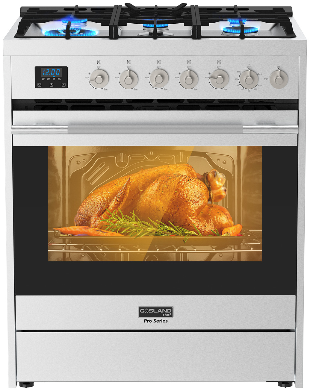 GASLAND Chef 30'' Slide-in Gas Range Stove with 5 Burners, 5.0 Cu. ft. Capacity Convection Oven, Range Stove with 2 Oven Racks, NG/LPG Convertible