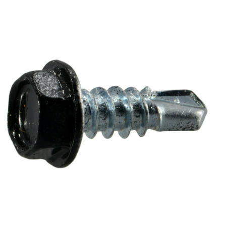 

#8 x 1/2 Black Painted Zinc Plated Steel Hex Washer Head Gutter Screws