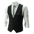 thumbnail image 2 of Zylarhe Men's Business Leisure Wedding Vest V Neck Sleeveless Slim Jacket Vest Young Way Jacket, 2 of 4