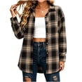 thumbnail image 5 of Jovrlynd Womens Plaid Flannel Shirts Button Down Long Sleeve Lapel Neck Oversized Shirt Shacket Trendy Fall Tops, S-2XL, 5 of 7