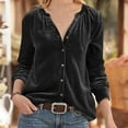 thumbnail image 2 of Summer Clothes Savings 2024! TAGOLD Womens Summer Tops,Women's Solid V-neck Retro Gold Velvet Pocket Less Shirt Long Sleeved Top, 2 of 5