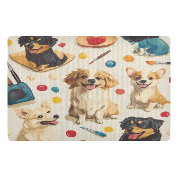 BZSMCE Floor Mats 32x20in Dogs with Drawing Brush Creativity Doormats
