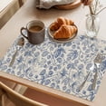 thumbnail image 3 of Vintage Wallpaper Placemats Set of 6, Blue Leaf Flower Plants Texture Non-Slip Place Mats Washable Table Mats for Kitchen Dining Table Decorations Indoor/Outdoor, 3 of 9