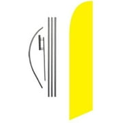 Solid Yellow Advertising Feather Banner Swooper Flag Sign with Flag Pole Kit and Ground Stake