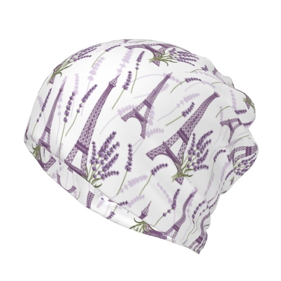 Vsdgher Lavender Flowers Slouchy Beanie Hat for Men/Women, Skull Cap Chemo Cap Night Sleeping Cap