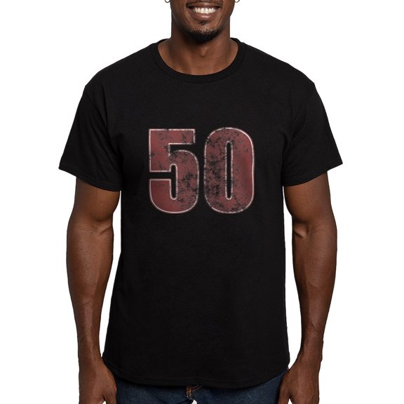 CafePress - 50Th Birthday Red Grunge Men's Fitted T Shirt (Dar - Men's Fitted T-Shirt