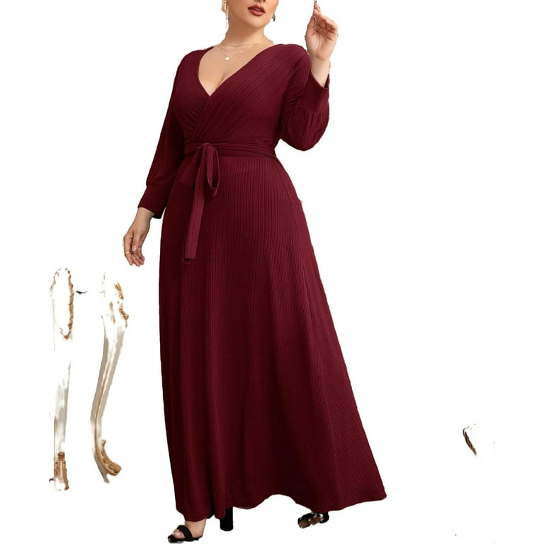 Maroon plus deals size dress