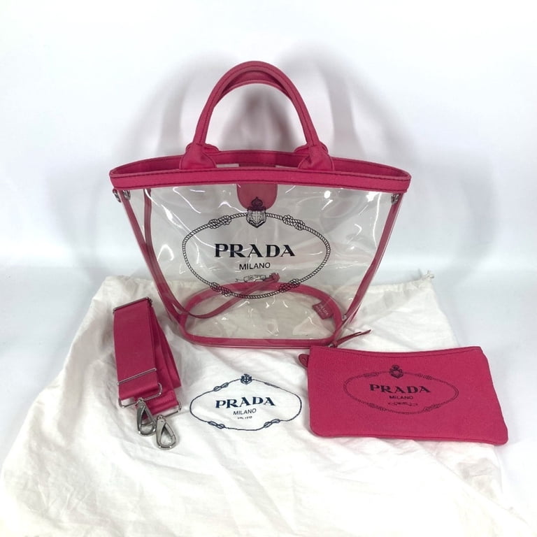 バッグ PRADA 2Way Canapa Bucket Shoulder Bag Pre-Owned PRADA Prada Beach Bag with Pouch Logo Canapa 2WAY