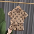 thumbnail image 3 of Ensemble Tenue Petit Garçon T-Shirt Imprimé Lettre et Shorts Col Rond Vêtements d'Été Bébé 6-7 Ans Pyjamas Garçon Tenues Garçons, 3 of 3