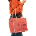thumbnail image 5 of Rajeriya Pink Sel de Mer Upcycled Large Canvas Crossbody Bag & Cowhide Tote  Leather Handbag  for Women, 5 of 5