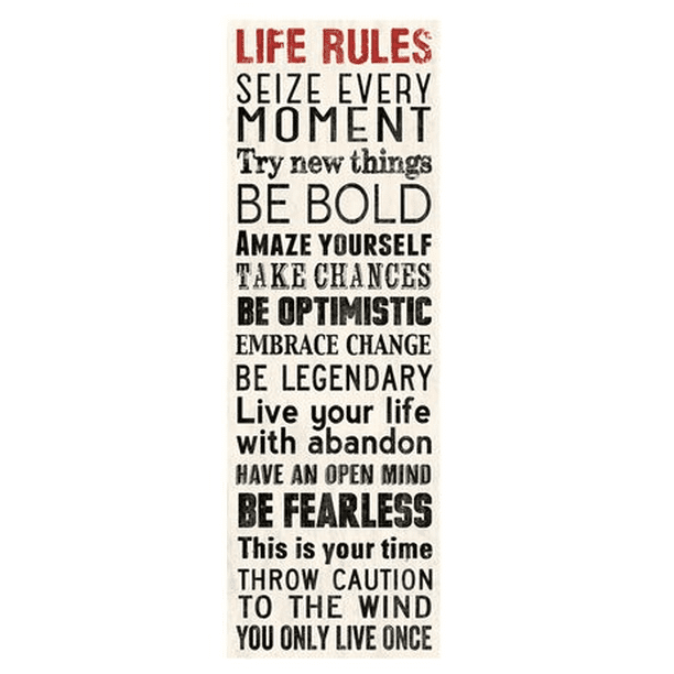 9 X 24 Life Rules Wall Art Walmart Com Walmart Com
