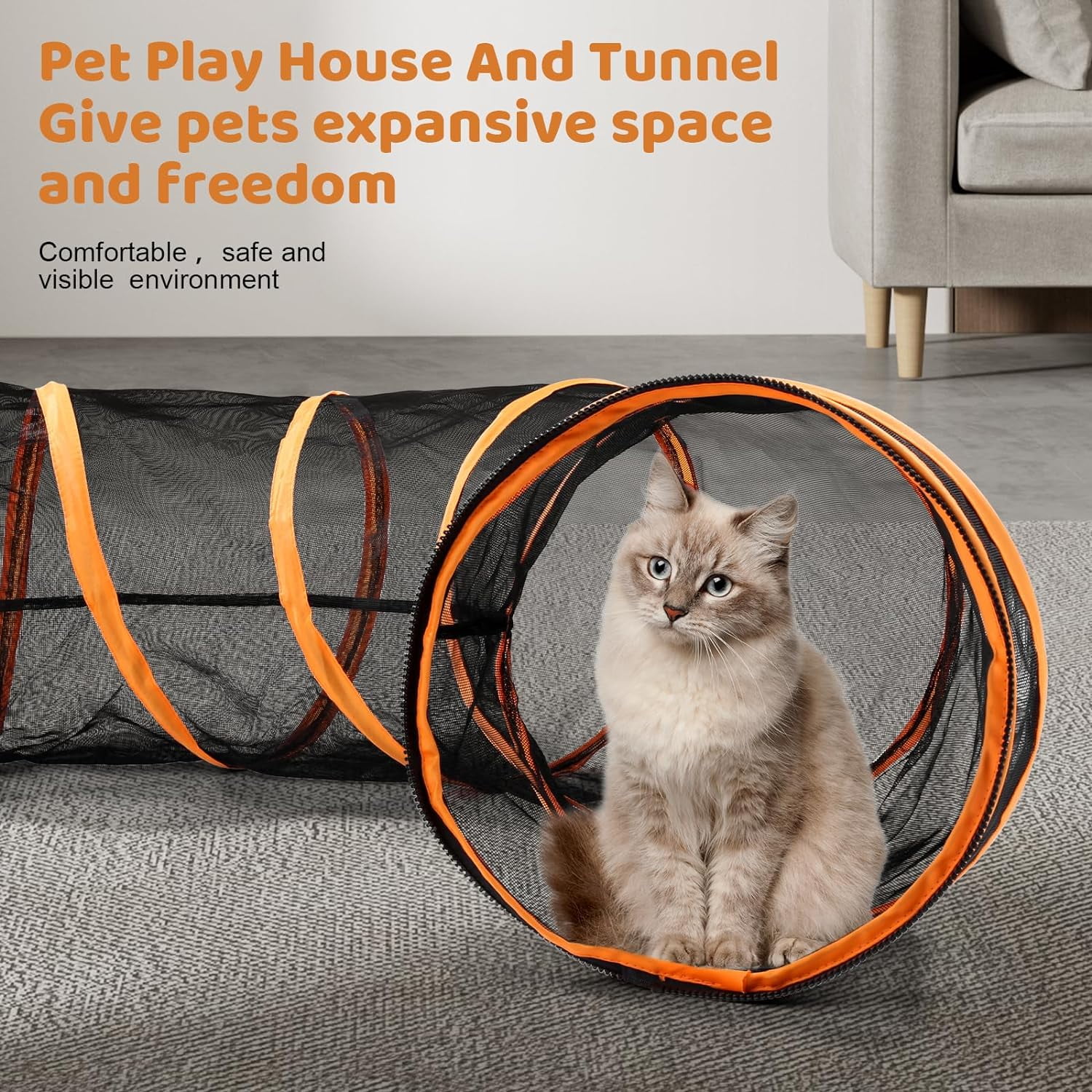 Senhu Outdoor Cat Enclosures, Portable Cat Tent for Outside Cat Playpen Enclosed with Tunnel, Catio Cat Enclosure for Indoor Cats and Other Small Animals