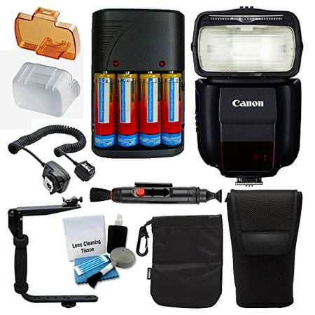Canon Speedlite 430EX III-RT Flash for Canon DSLR Cameras with Ultimate Bundle - Includes: Flash Diffuser + Charger & 4x Rechargeable Batteries + Flash Bracket + Cleaning Pen + 5 Piece Cleaning (Best Flash Diffuser For Canon 430ex Ii)