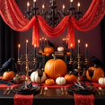 thumbnail image 5 of Halloween Mantel Scarf, 78.7 x 27.6 in Sheer Polyester Table Runner with Glitter Sequin Detail for Party Decor, 5 of 6