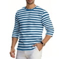 thumbnail image 2 of YUANxueke Striped Shirts for Men 3/4 Sleeve Casual Tops Lightweight Crew Neck Spring Summer Tunic Outfits, 2 of 5