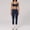 Navy, variant on PISONIC Women Workout Sets Color Block Twist Back Layered Sports Bra Twist Waist Leggings Gym Yoga Outfits