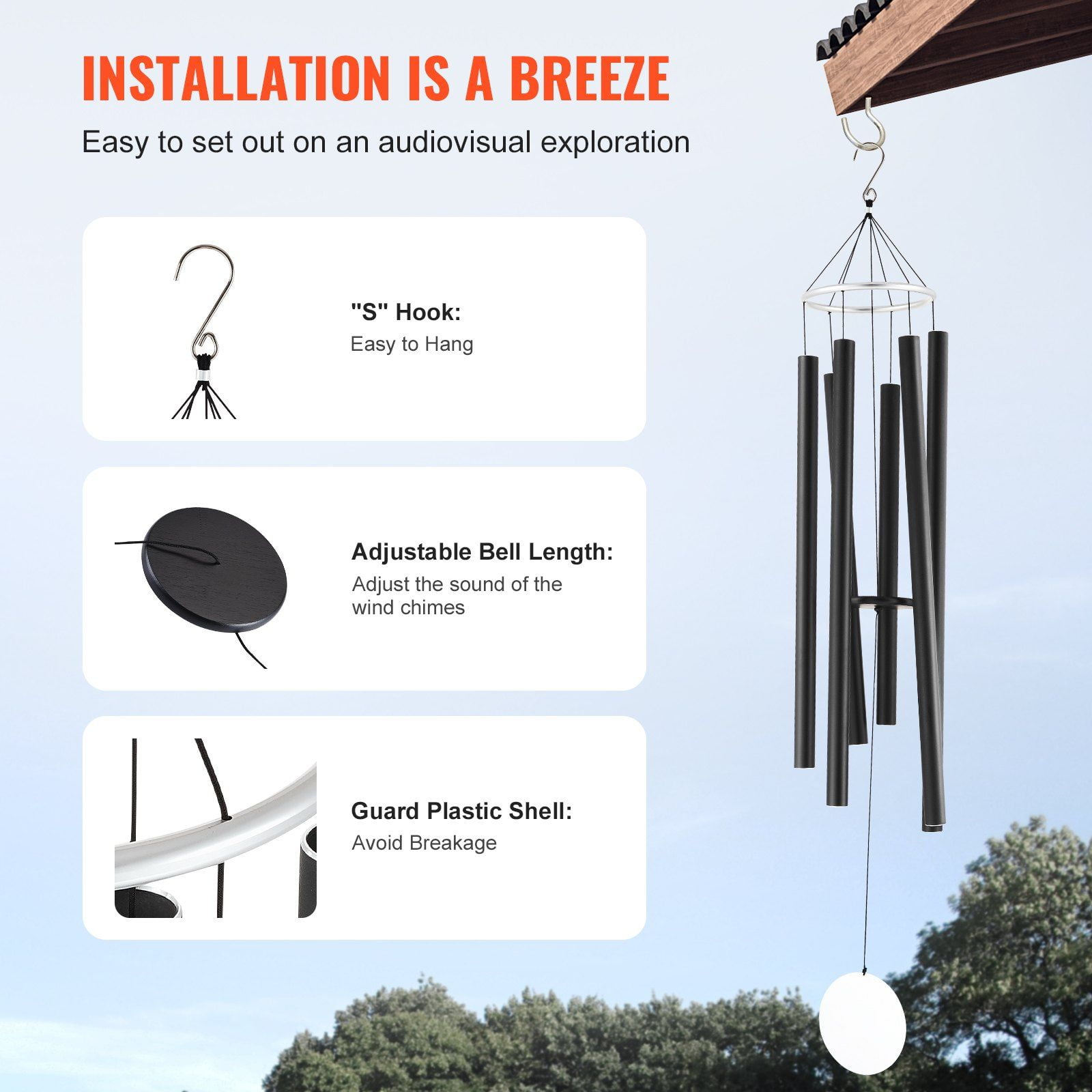 Heavy-Duty 66-Inch Deep Tone Wind Chimes – Outdoor Aluminum Memorial Wind Chime