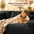 thumbnail image 3 of Neche Modular Sectional Couch, Modern Oversized L-Shape Boneless Cloud Couch for Living Room, No Assembly Required, Black Corduroy, Left Chaise, 3 of 7