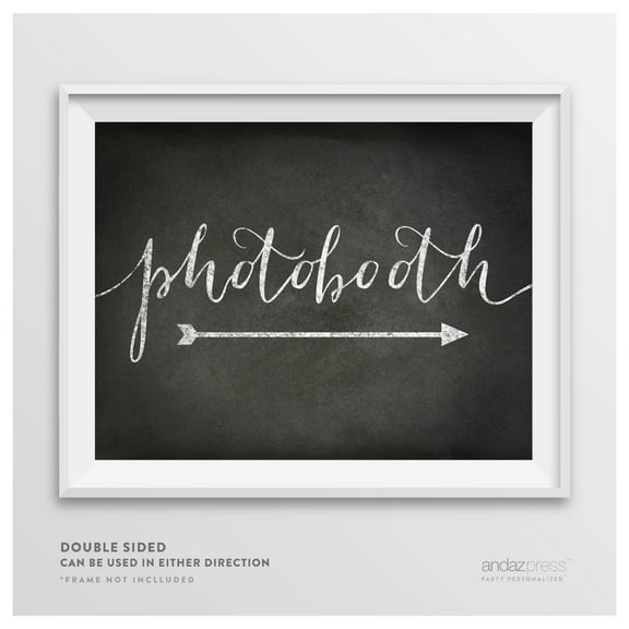 Photobooth Vintage Chalkboard Wedding Party Directional Signs, Double-Sided