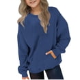 thumbnail image 2 of Piuwrlz Girl Winter Sweatshirts Toddler Sweat Top Loose Stripe Hoodie Dark Blue Size 2 Years, 2 of 7