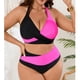 thumbnail image 2 of TaTaai Women's Plus Size Color Block Bikini, High Waist Two Piece with Soft Cup and Drawstring, Casual Beachwear for Vacation, Pool Fun and Summer Holiday Season Gift, 2 of 9