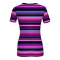thumbnail image 5 of Dwralegc Womens Casual Short Sleeve Striped Tops Trendy Dressy Striped Graphic Crew Neck Tshirts Fitted Slim Fit Ribbed Tees Casual Summer Shirt Dark Purple XL, 5 of 5