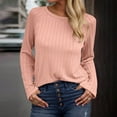 thumbnail image 2 of Fall Saving! HVOBTTY Women's Long Sleeved T Shirt, Fall and Winter Tops for Women, Women's Casual Soft Solid Color Long Sleeve Crew Neck Lightweight Pullover Top Hot Pink, Hot Pink, 2 of 5