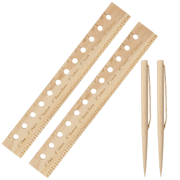 Large Interval Ruler 2 Wooden Spacing and Interval Ruler with Vegetable Spacing Suggestions ...